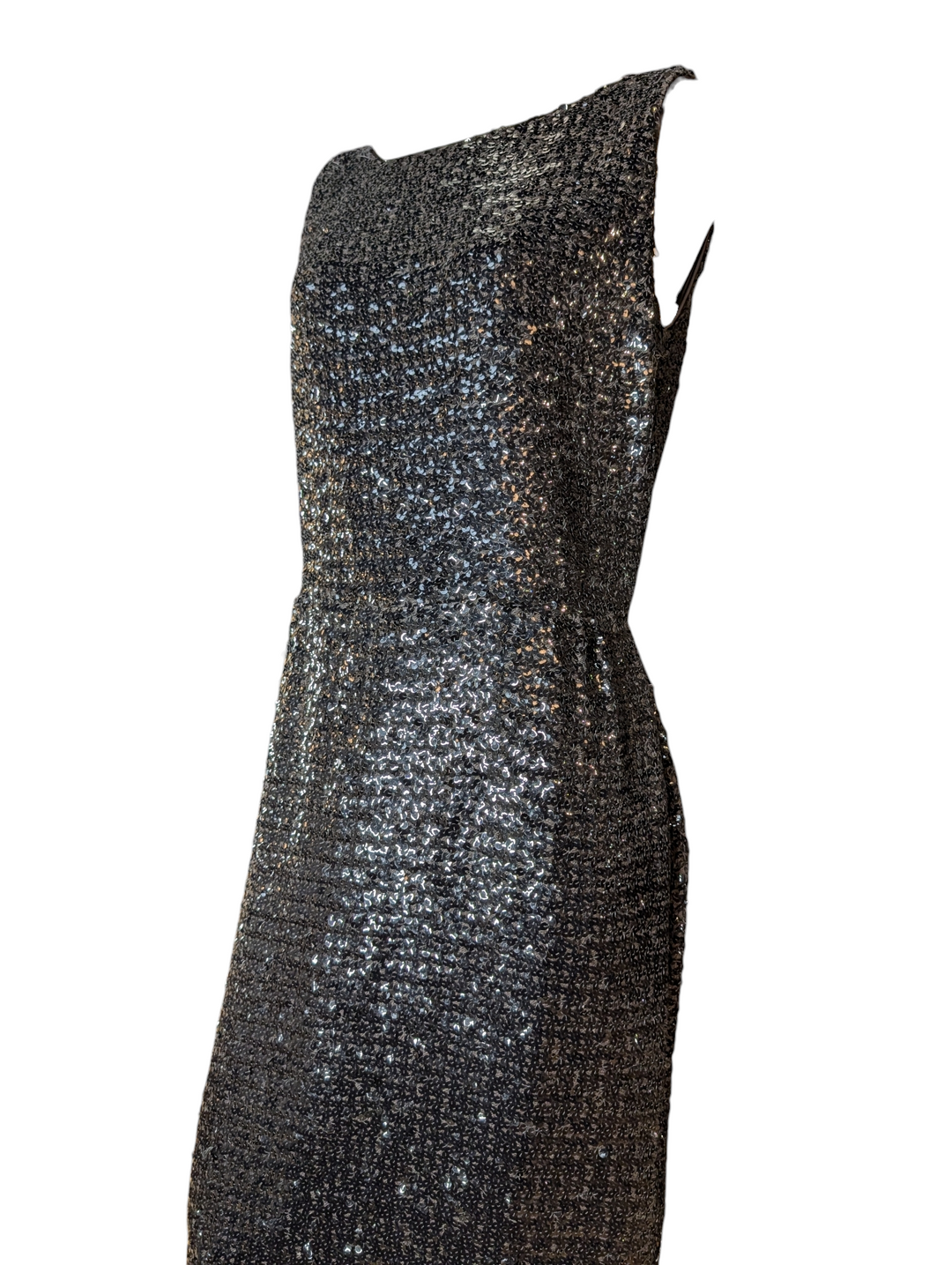 1950s Suzy Perette Black Knit Sequin Cocktail Dress