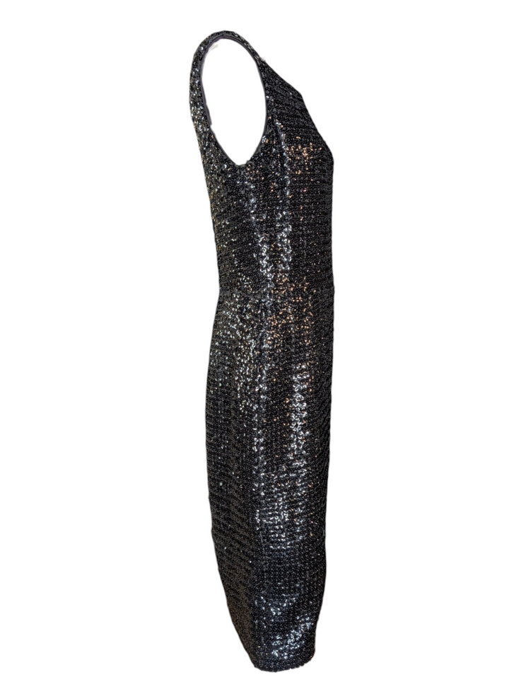 1950s Suzy Perette Black Knit Sequin Cocktail Dress