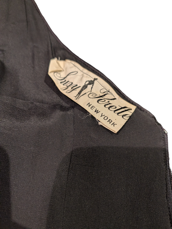 1950s Suzy Perette Black Knit Sequin Cocktail Dress