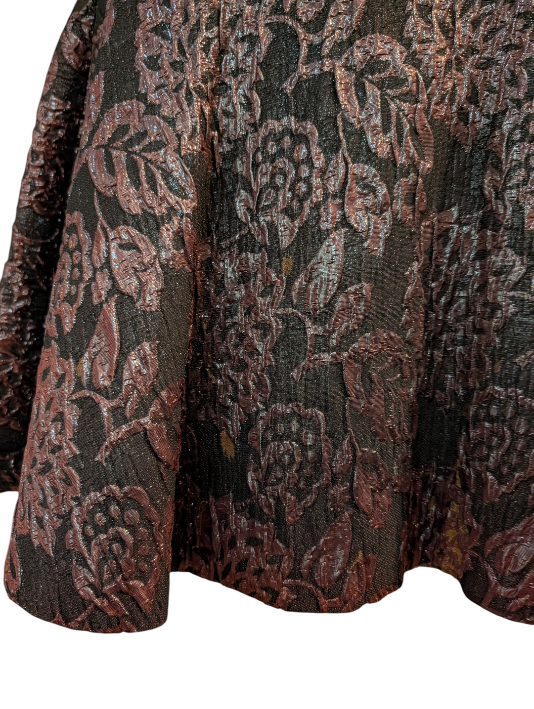 1940s Burgundy Godet Jacquard Cocktail Dress