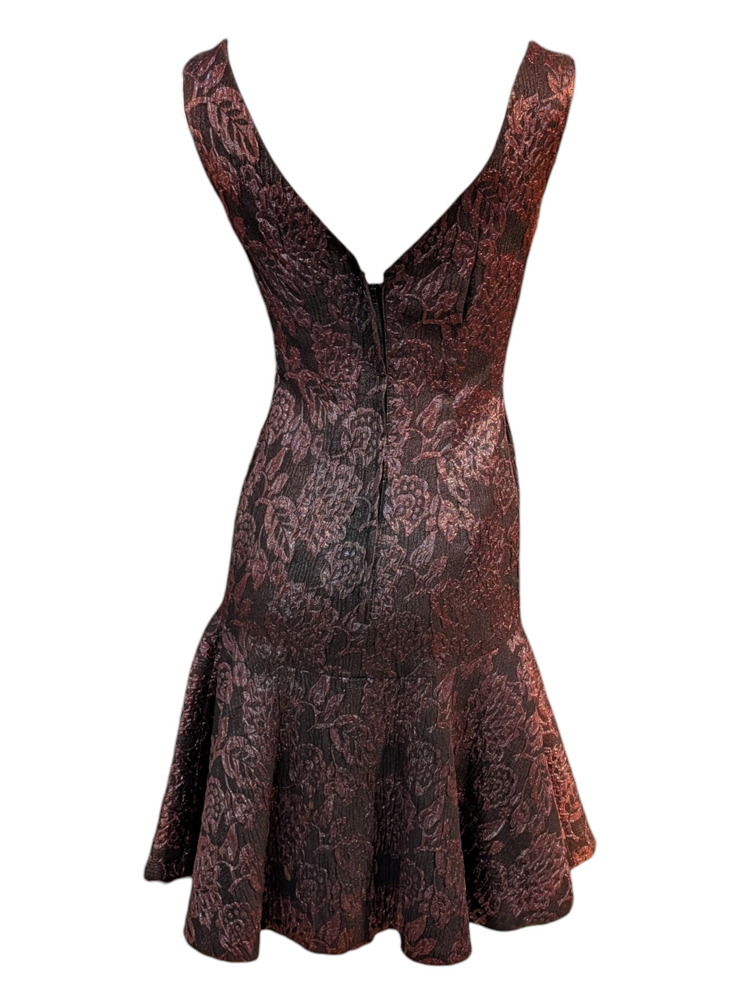 1940s Burgundy Godet Jacquard Cocktail Dress