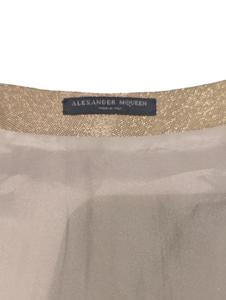 Alexander McQueen Gold Lamé Runway Cocktail Dress
