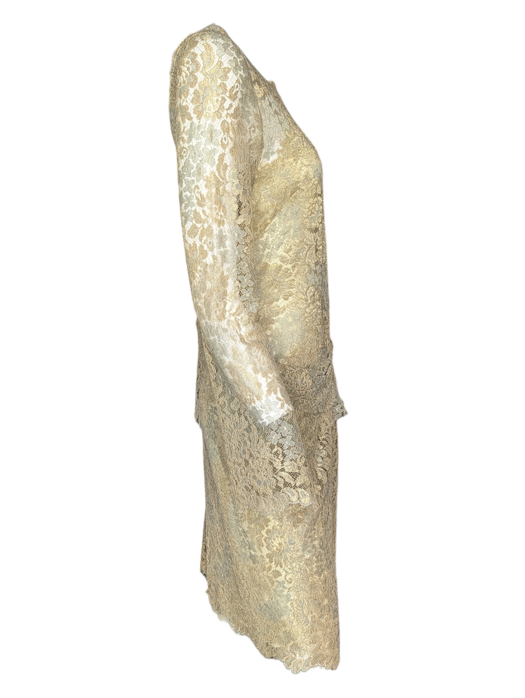 Blumarine 2002 Runway Gold Lace Dress