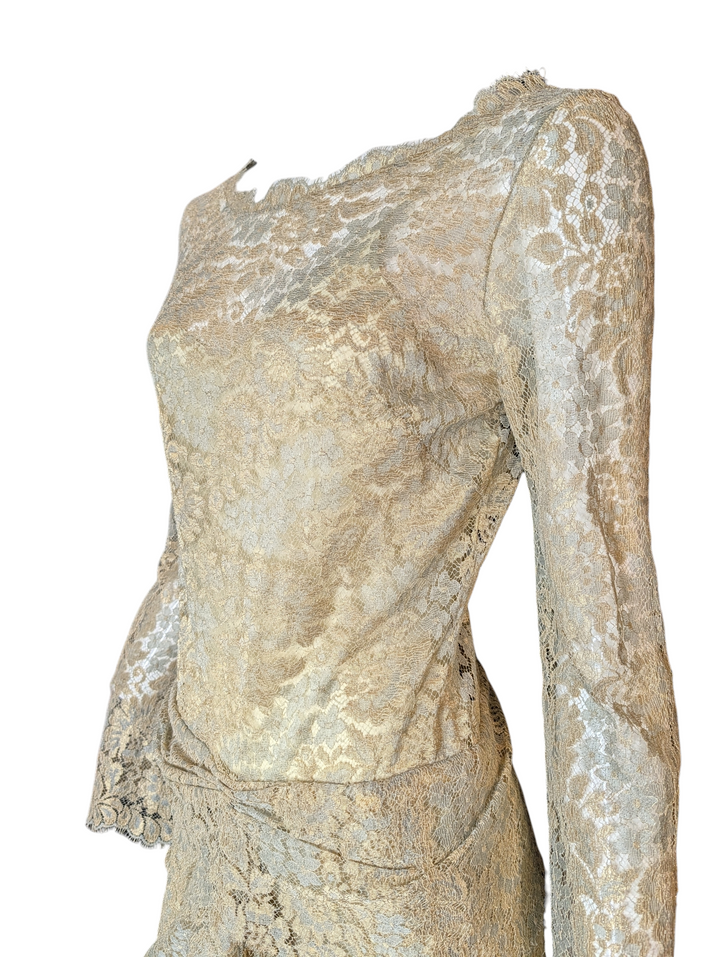 Blumarine 2002 Runway Gold Lace Dress