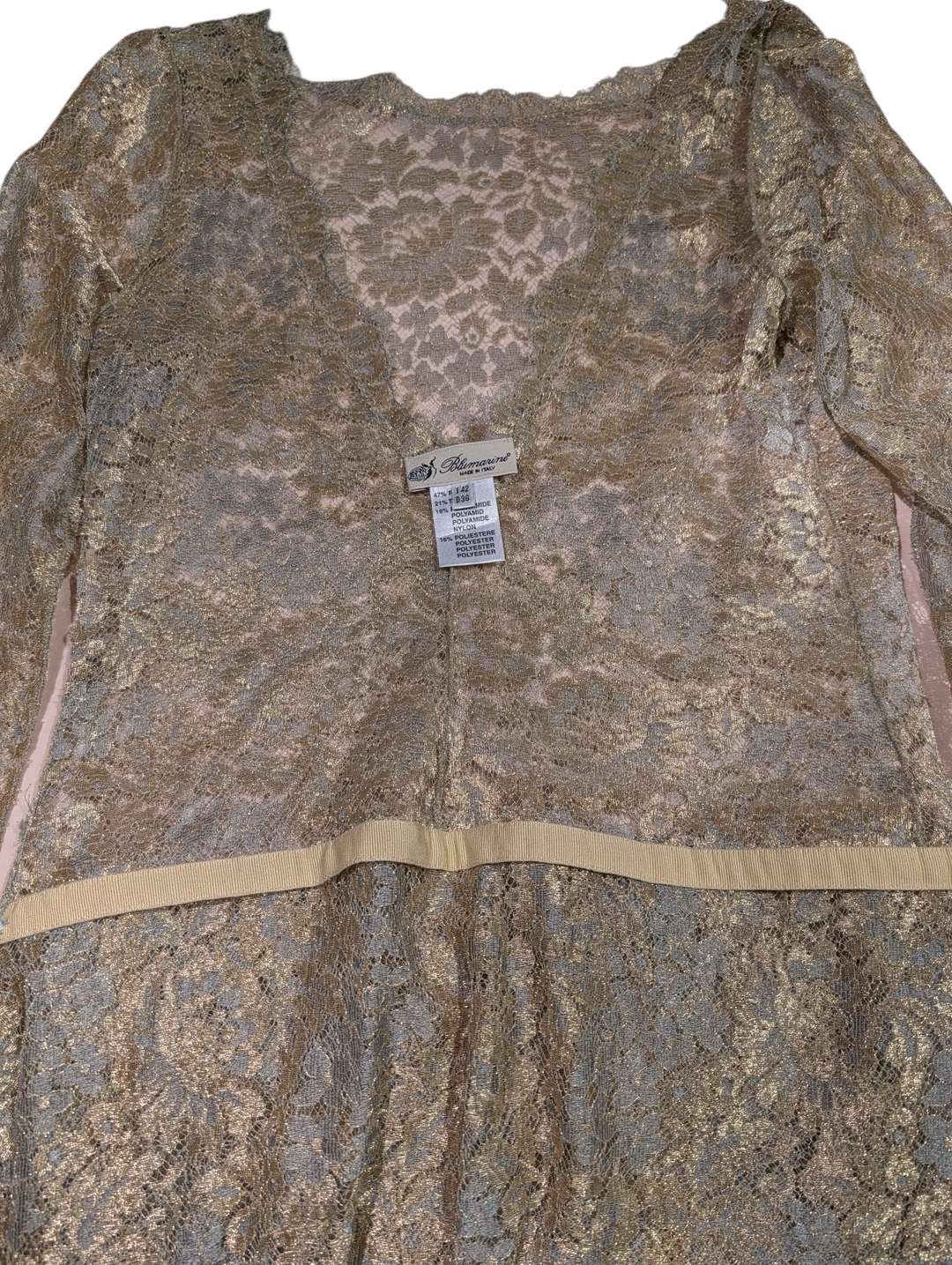 Blumarine 2002 Runway Gold Lace Dress