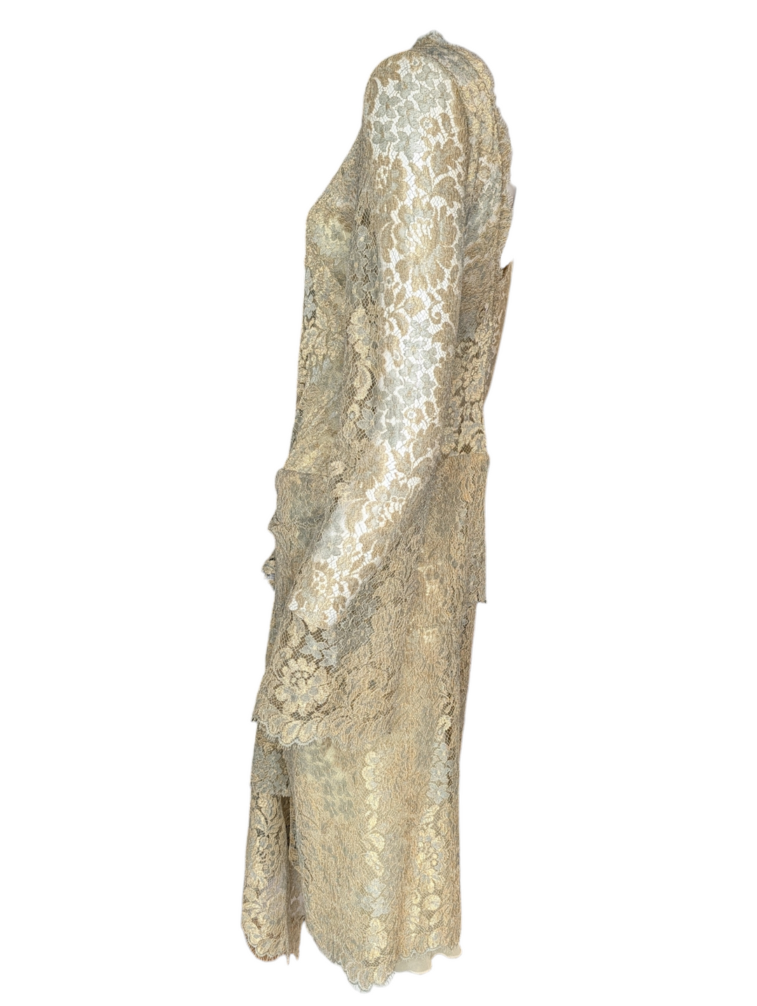 Blumarine 2002 Runway Gold Lace Dress
