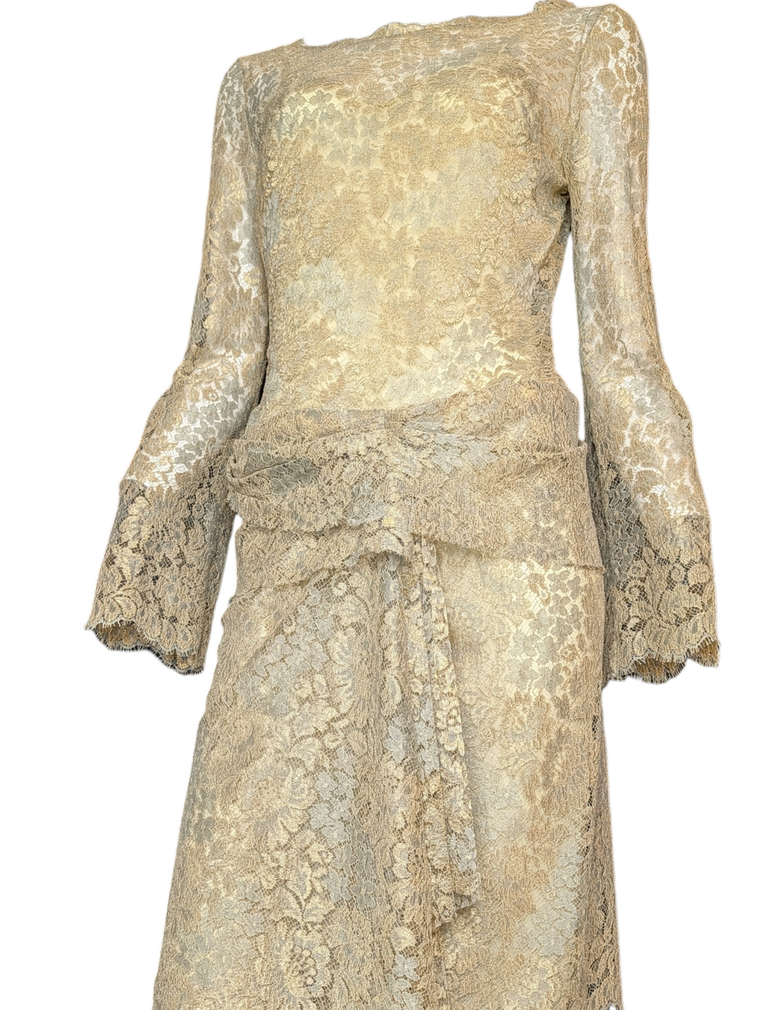 Blumarine 2002 Runway Gold Lace Dress