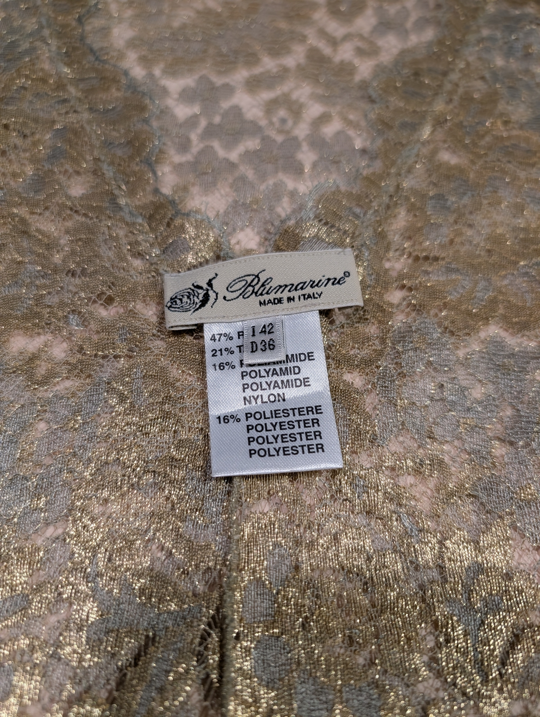 Blumarine 2002 Runway Gold Lace Dress