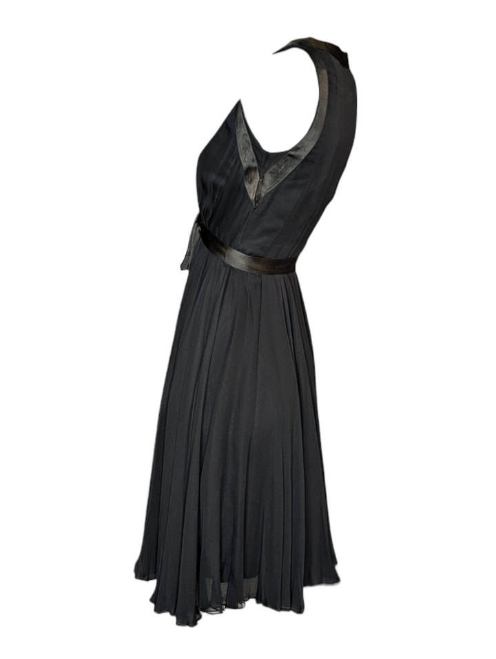 1960's Sarmi 1960s Black Chiffon Babydoll Dress