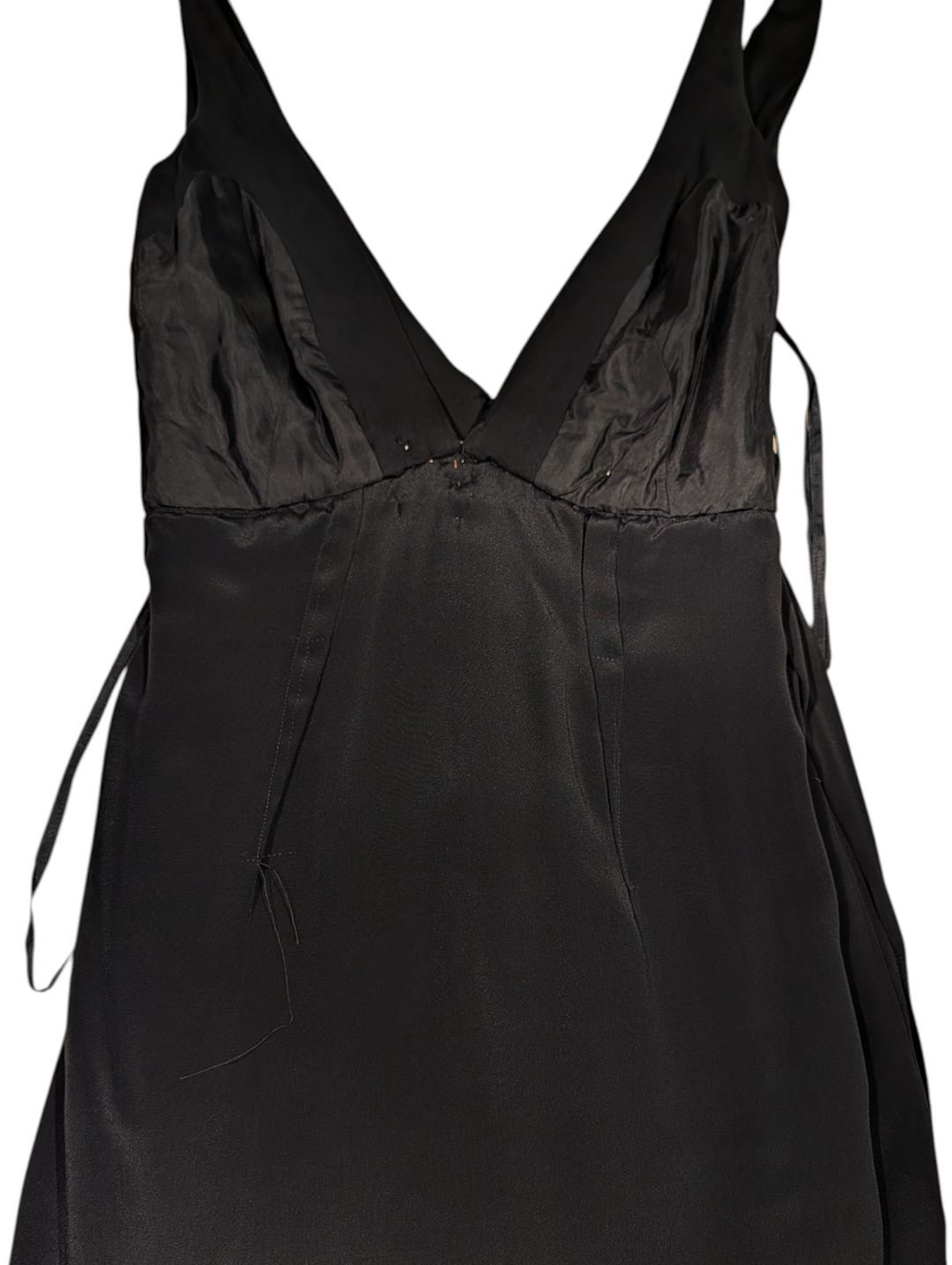 1960s Sarmi Black Chiffon Babydoll Dress with Ivory Satin Bow