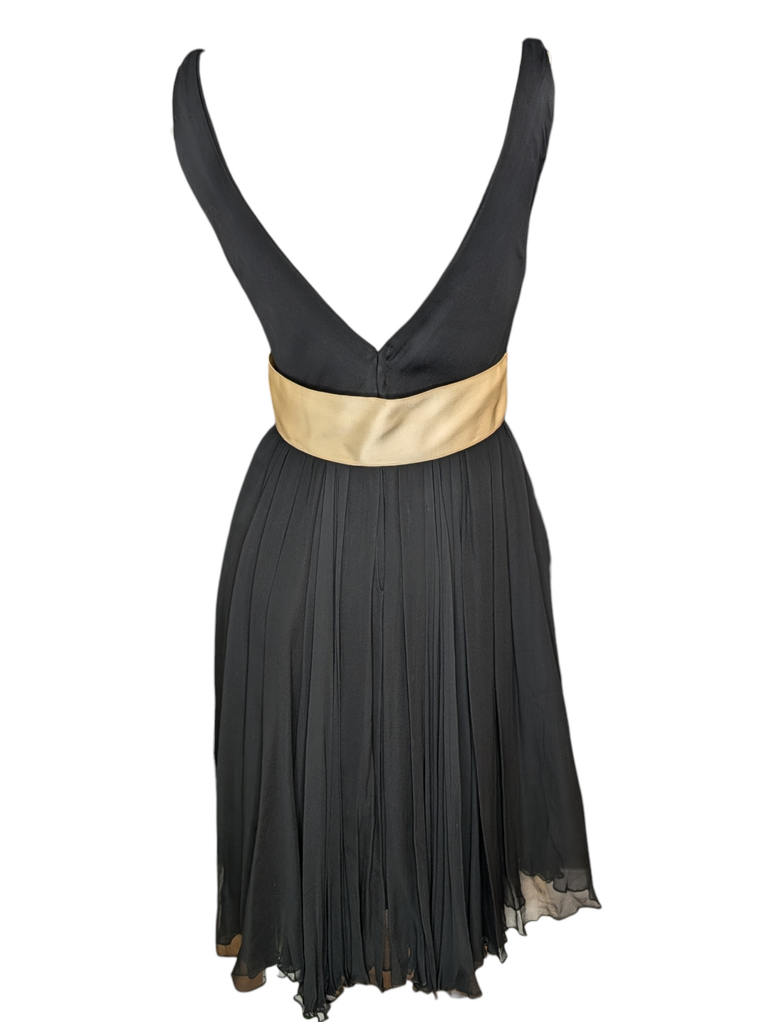 1960s Sarmi Black Chiffon Babydoll Dress with Ivory Satin Bow