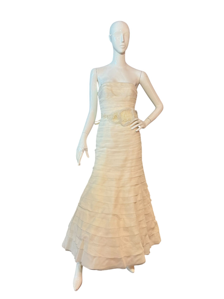 Vera Wang Silk Organza Tiered Gown with Custom Belt