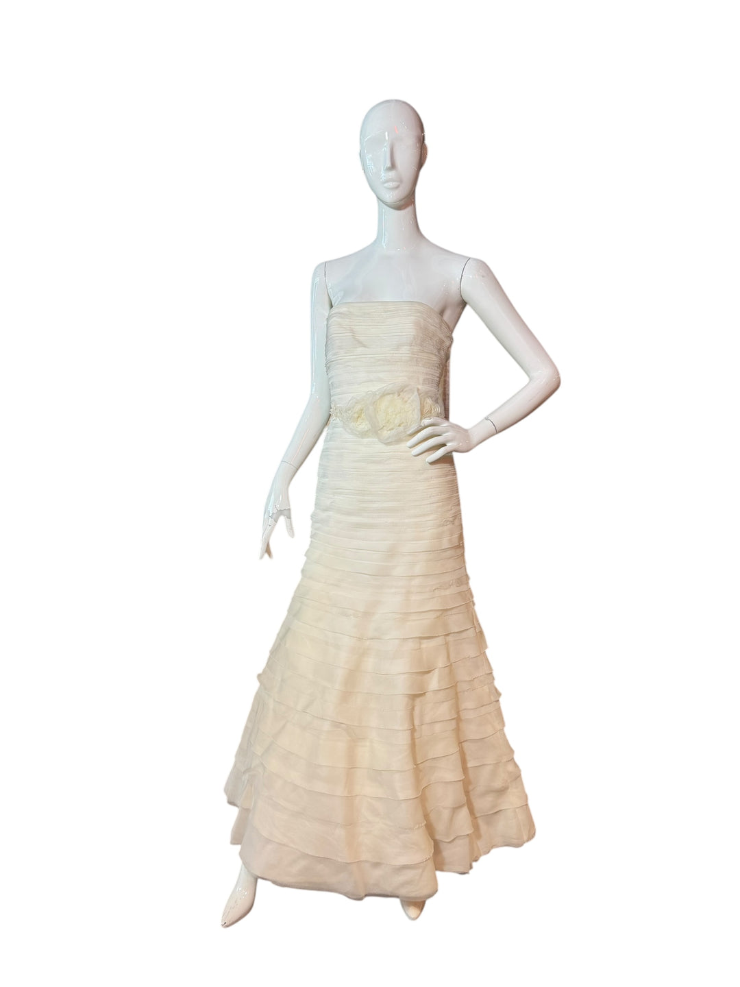 Vera Wang Silk Organza Tiered Gown with Custom Belt