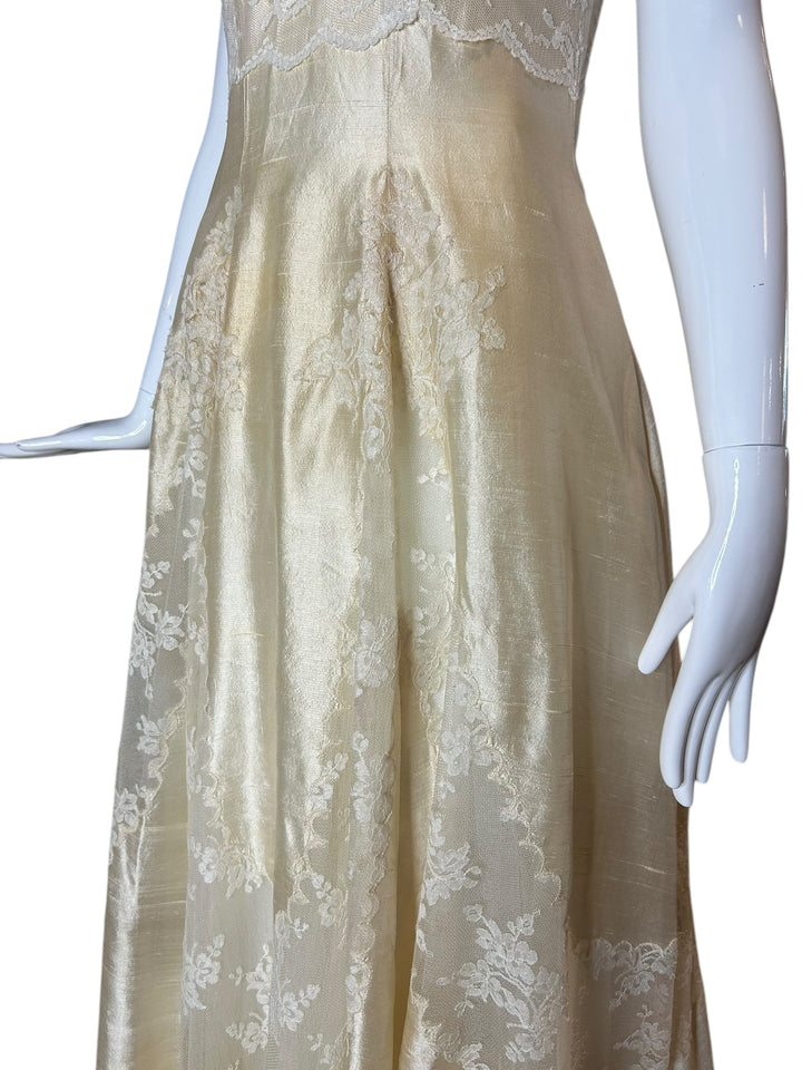 Vintage 1960s Silk Dupioni and Lace Wedding Gown