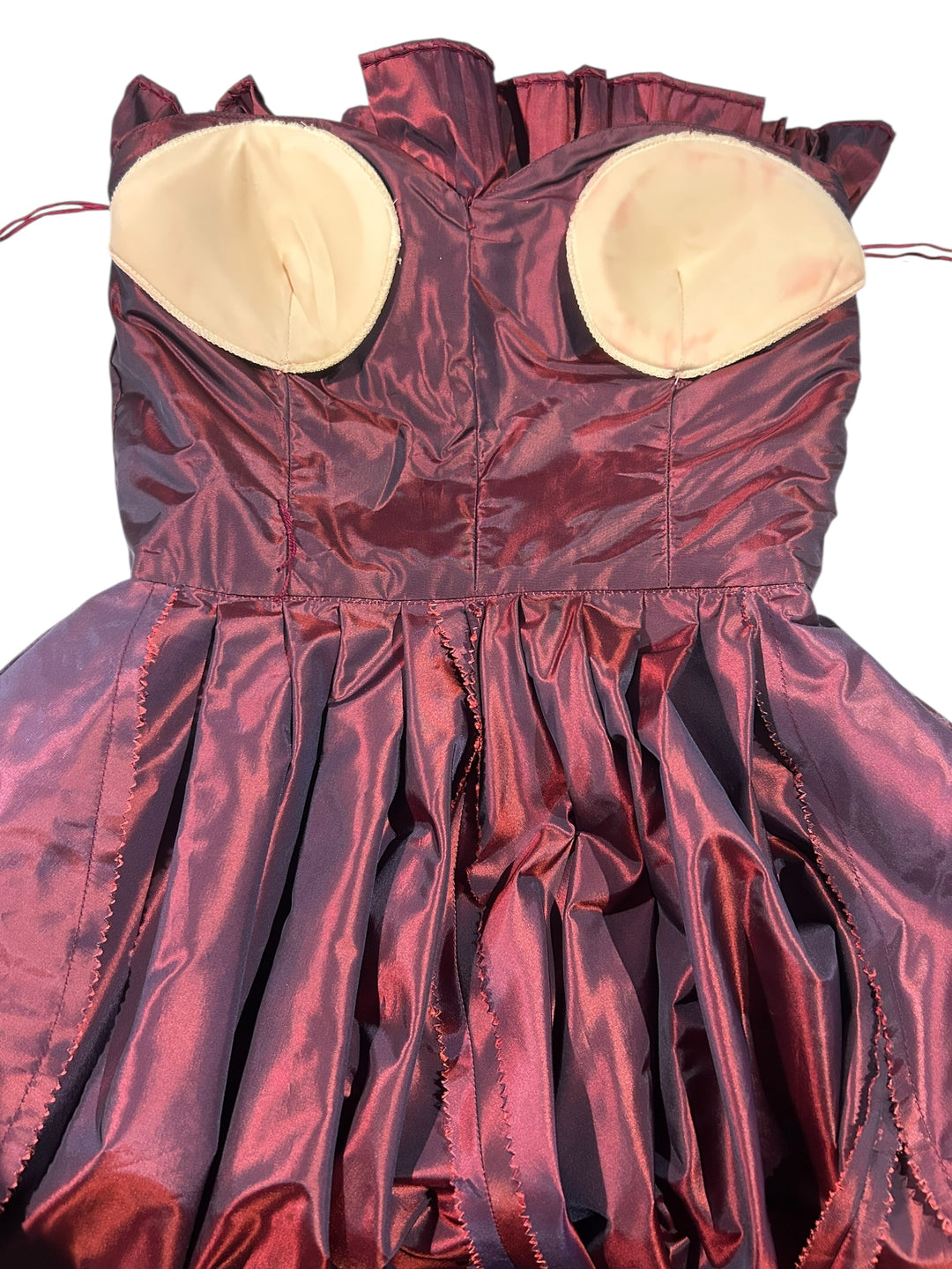 Victor Costa Iridescent Purple Origami-Pleated Strapless Evening Gown