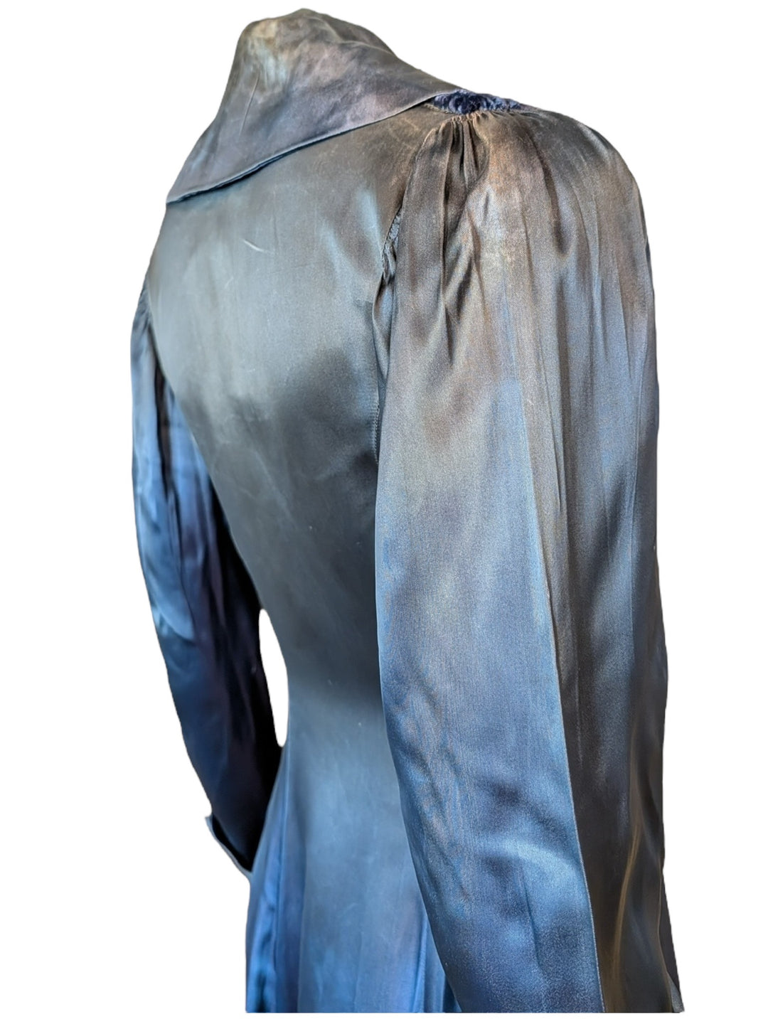 1940s Canterbury Midnight Blue Silk Wrap Gown