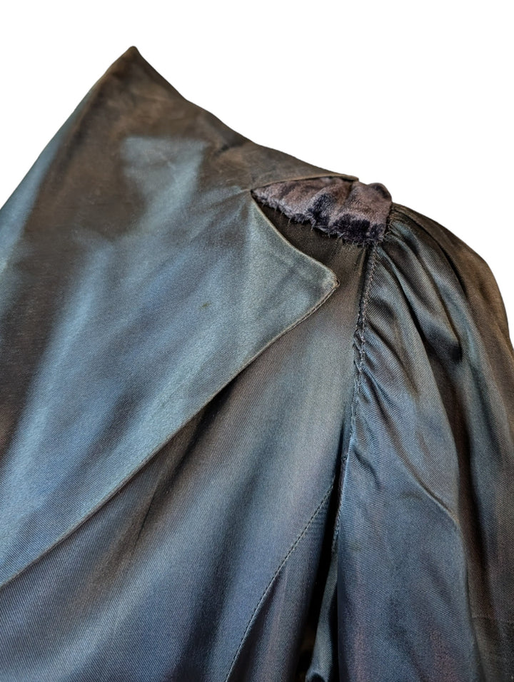 1940s Canterbury Midnight Blue Silk Wrap Gown