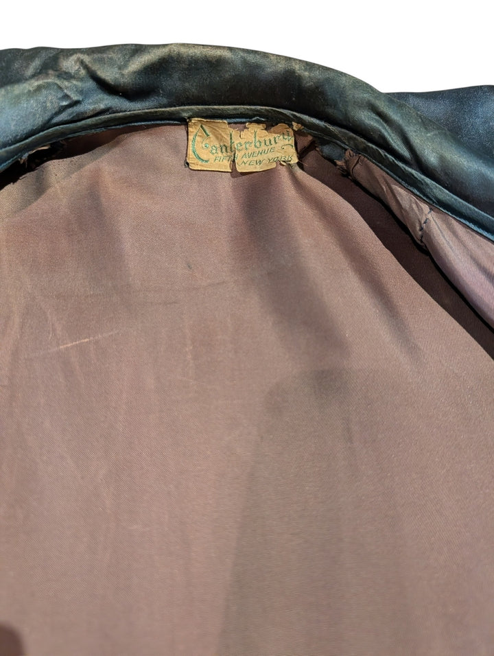 1940s Canterbury Midnight Blue Silk Wrap Gown