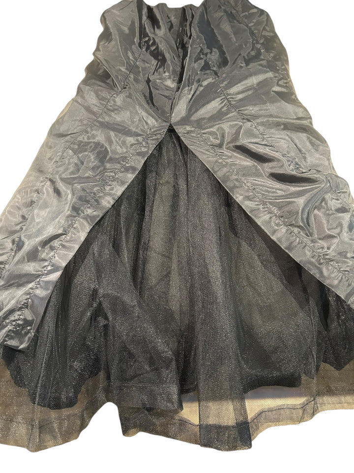 Victor Costa Structural Black Brocade Gown with Origami Pleating