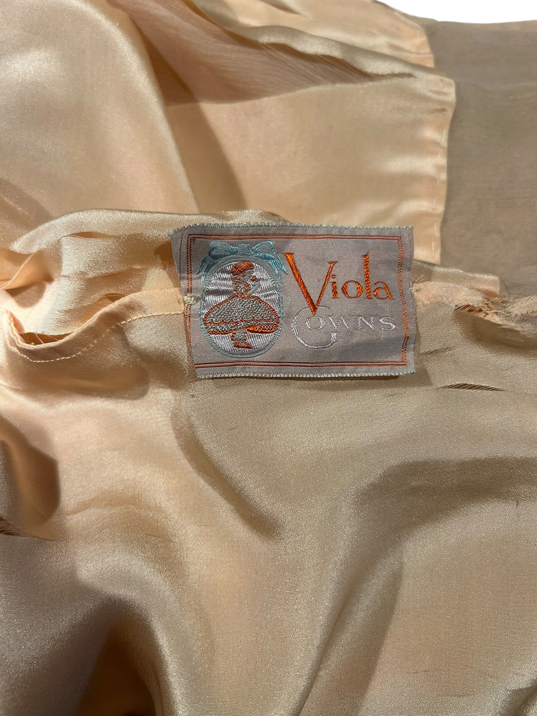 Vintage 1930s Peach Lace Silk Chiffon Drop Waist Gown