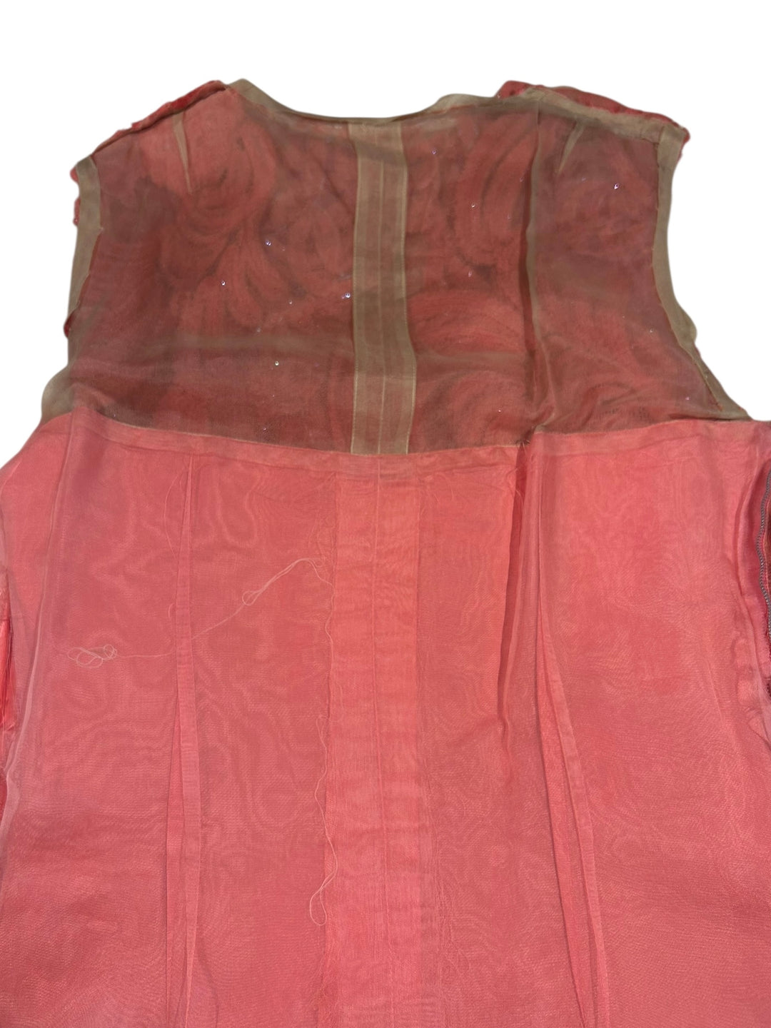 1960s Coral Pink Embroidered Shift Dress