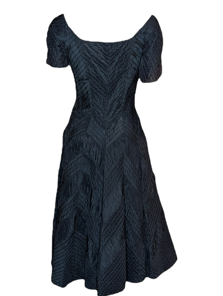 1940s Ciel Chapman Black Corded Chevron Dress