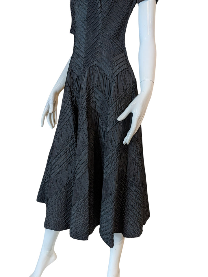 1940s Ciel Chapman Black Corded Chevron Dress