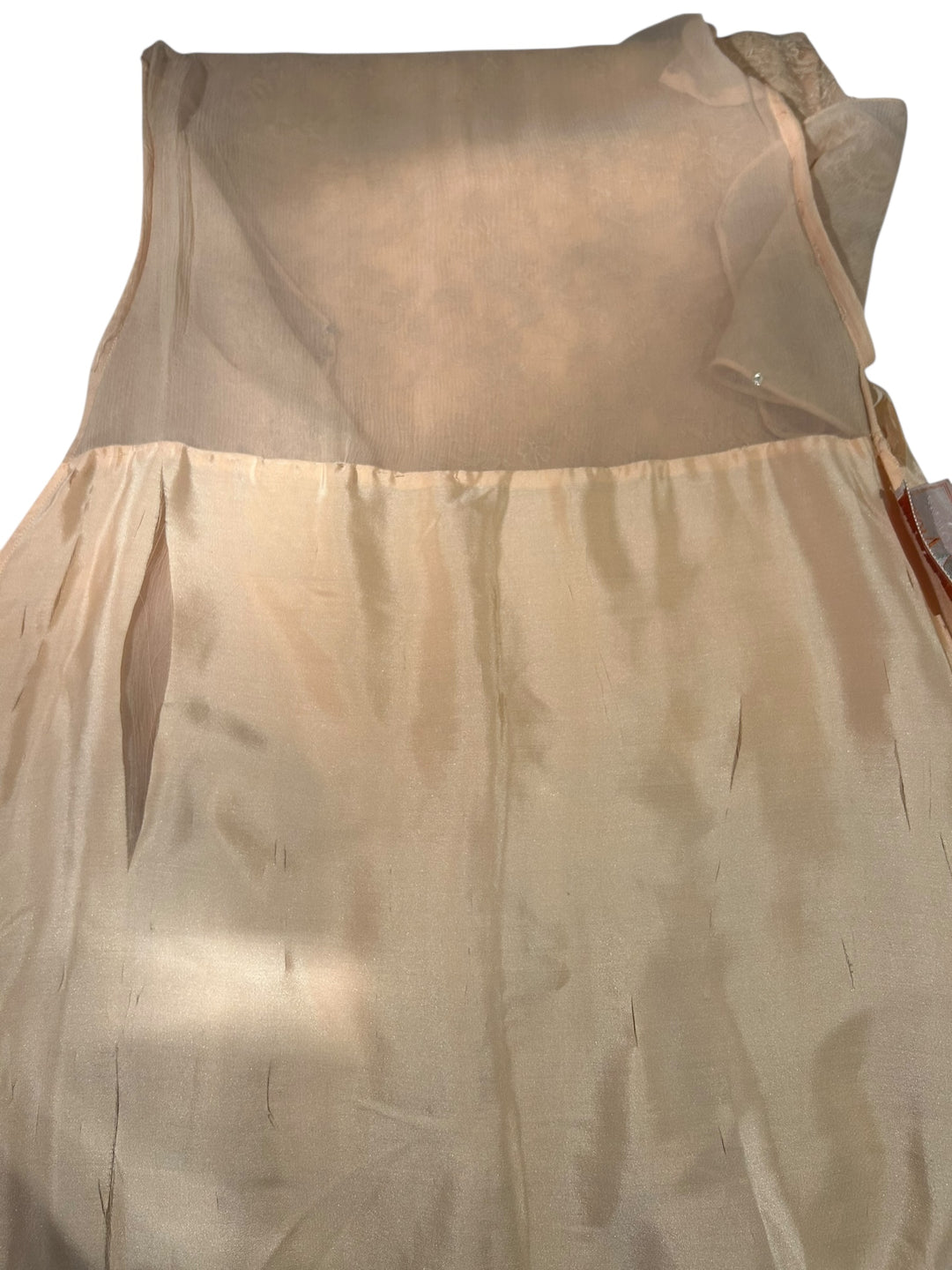 Vintage 1930s Peach Lace Silk Chiffon Drop Waist Gown