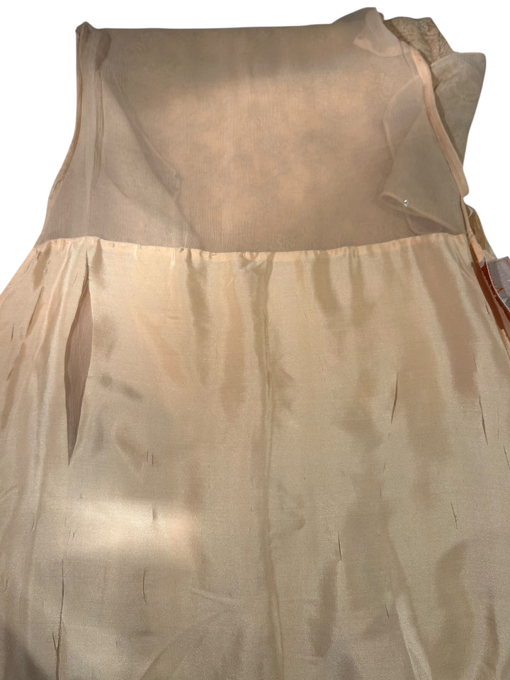 Vintage 1930s Peach Lace Silk Chiffon Drop Waist Gown