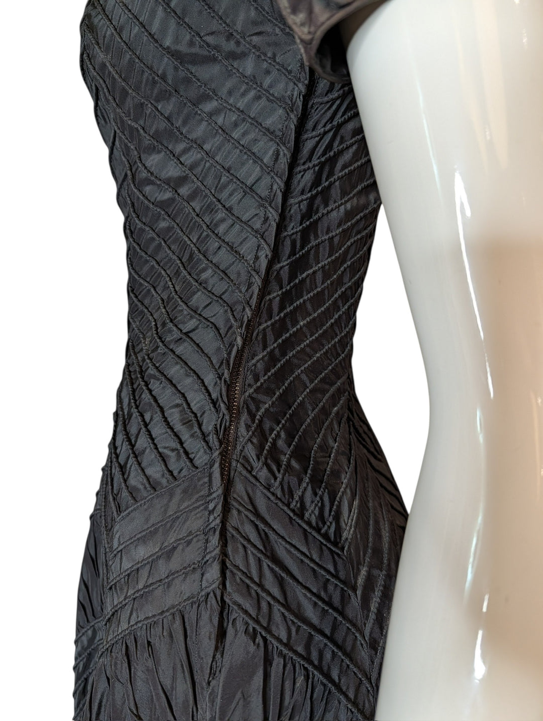 1940s Ciel Chapman Black Corded Chevron Dress