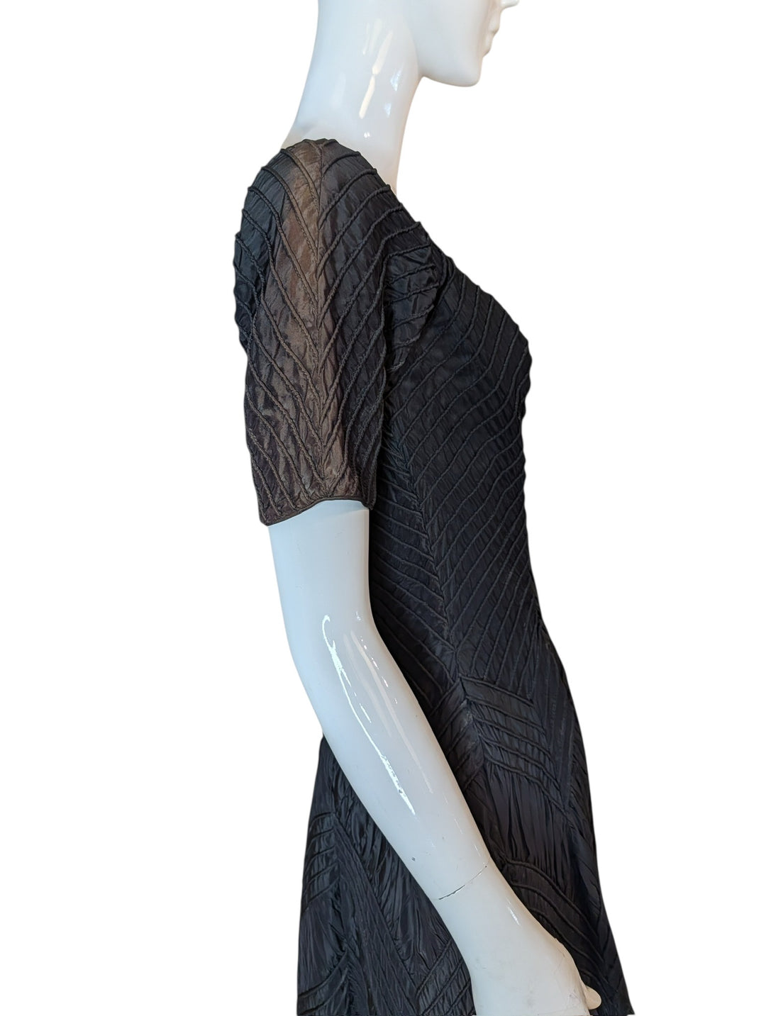 1940s Ciel Chapman Black Corded Chevron Dress