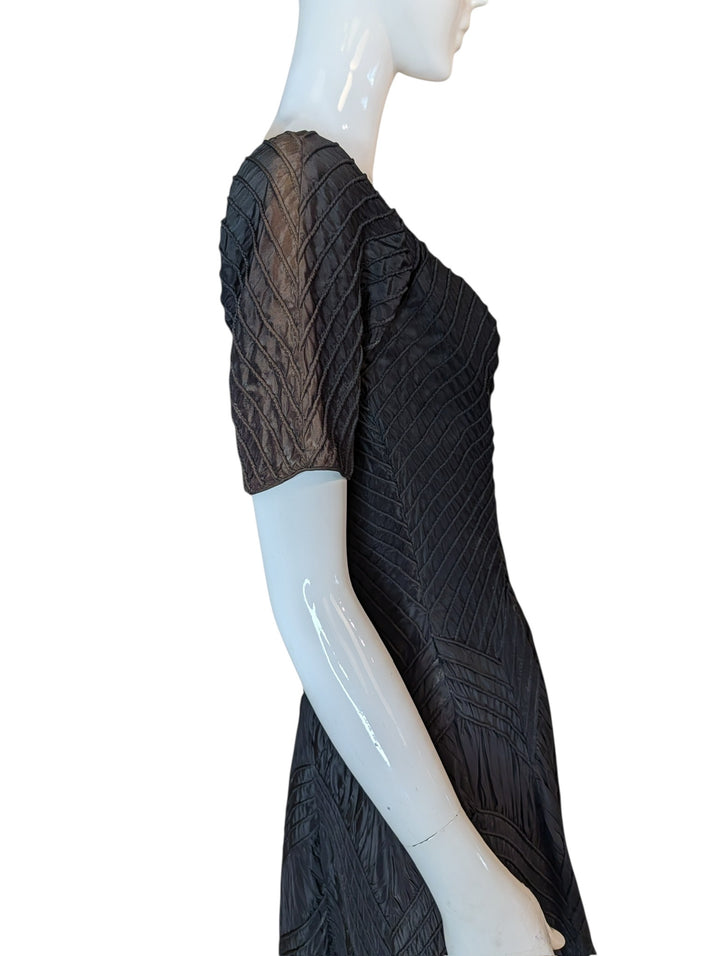 1940s Ciel Chapman Black Corded Chevron Dress