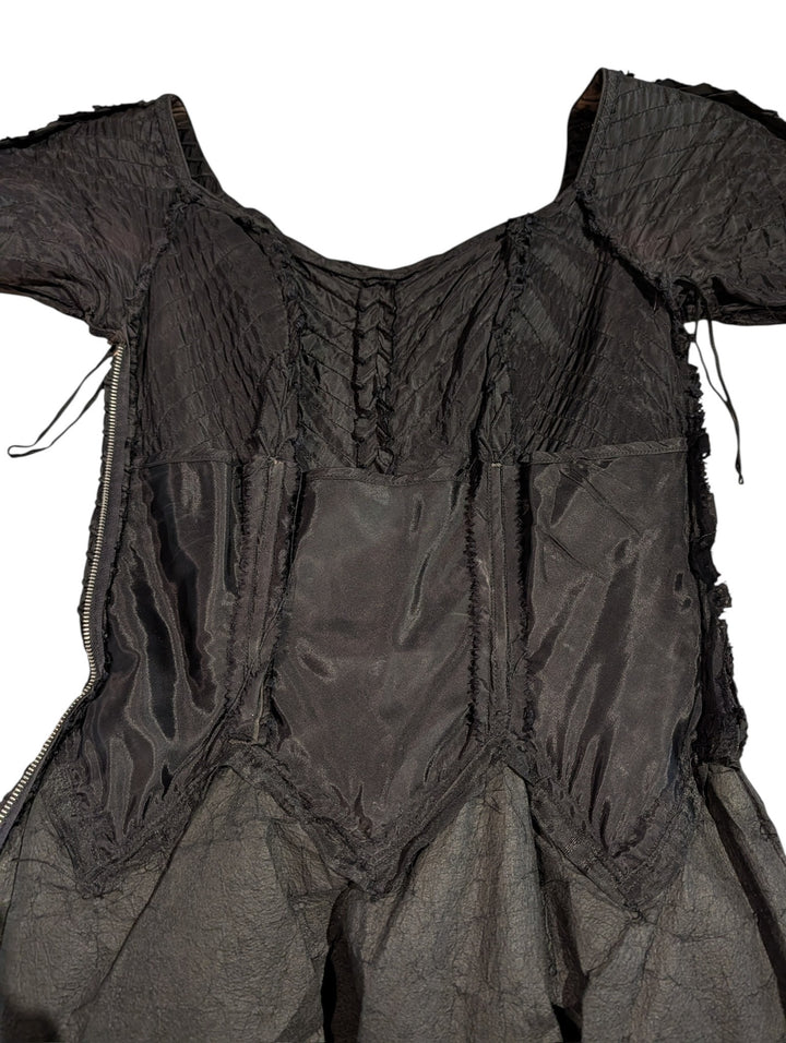 1940s Ciel Chapman Black Corded Chevron Dress