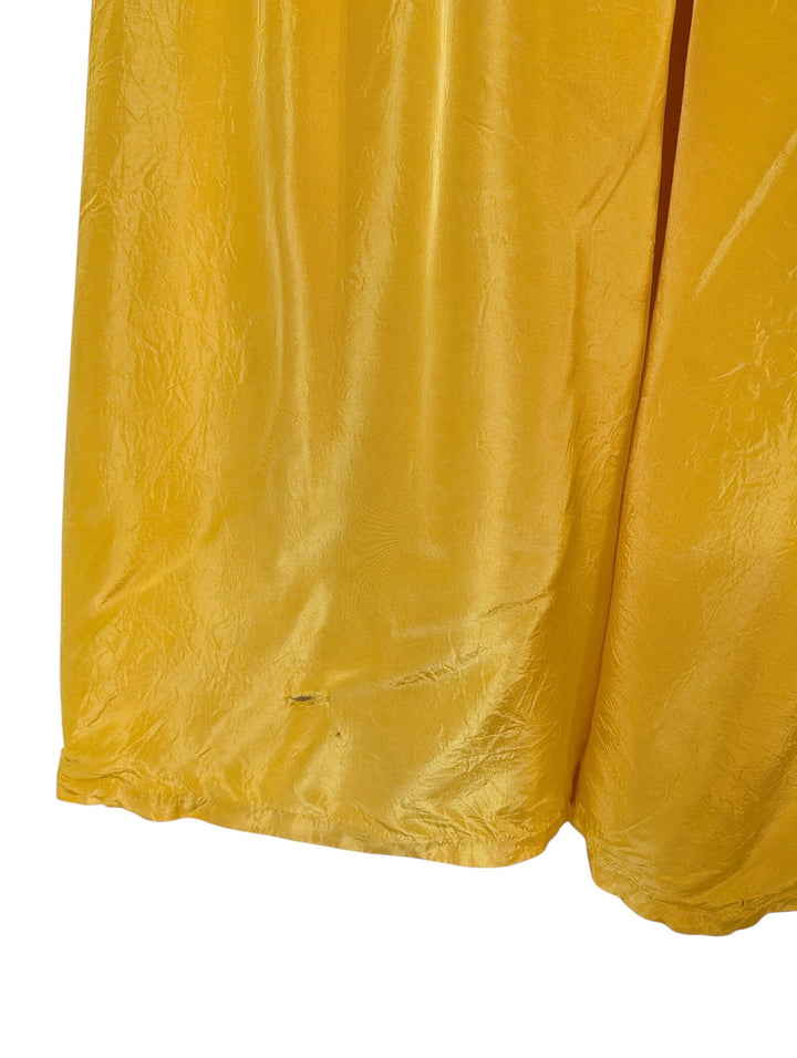 Late 1950s Tangerine Mustard Ruched Halter Ballgown