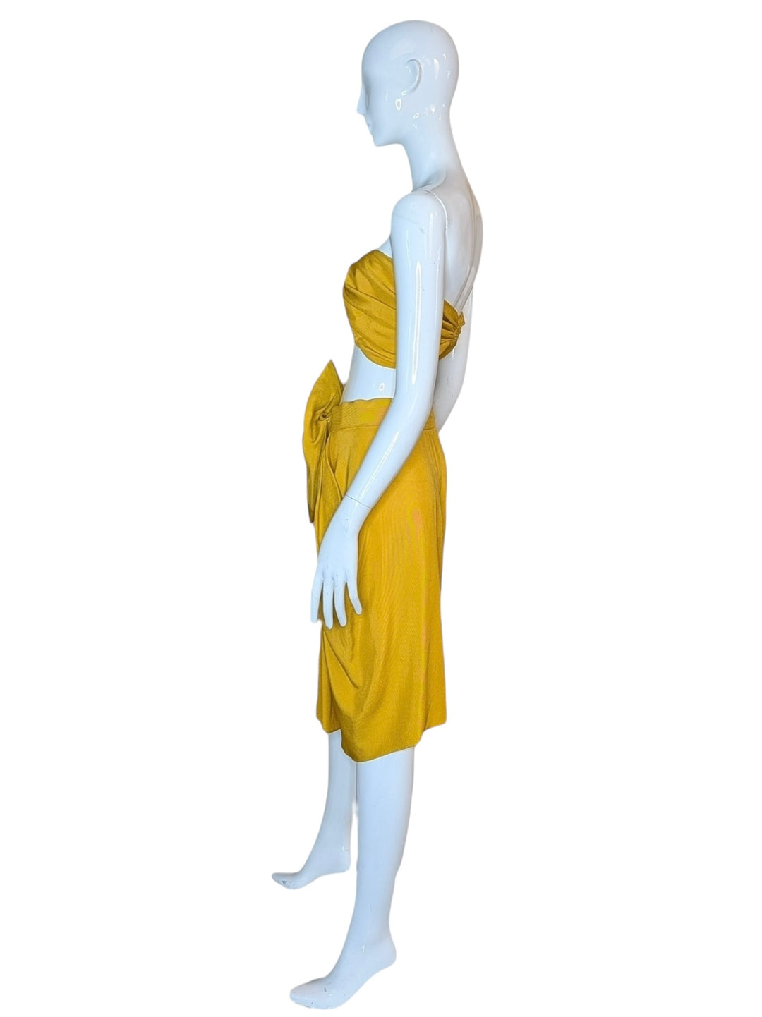 Early 1990s Donna Karan Yellow Silk Two-Piece Set