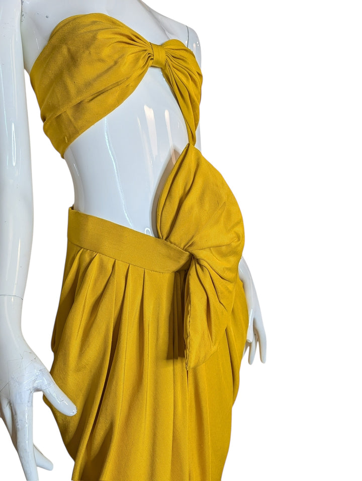 Early 1990s Donna Karan Yellow Silk Two-Piece Set