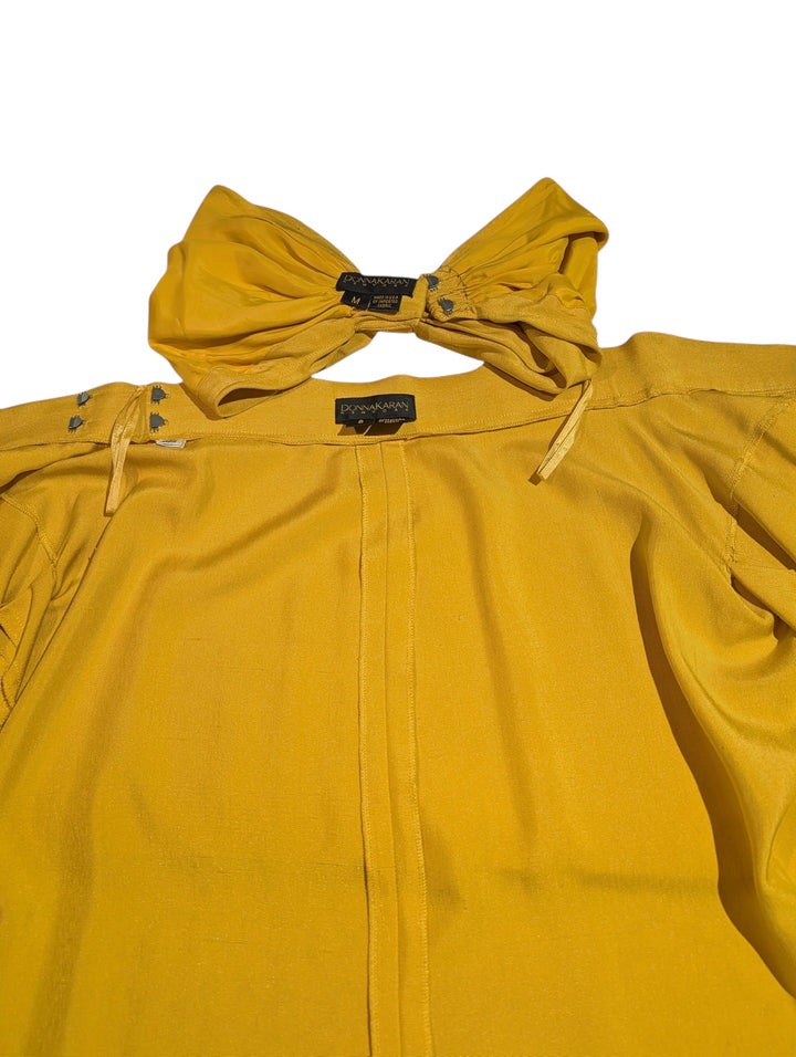 Early 1990s Donna Karan Yellow Silk Two-Piece Set