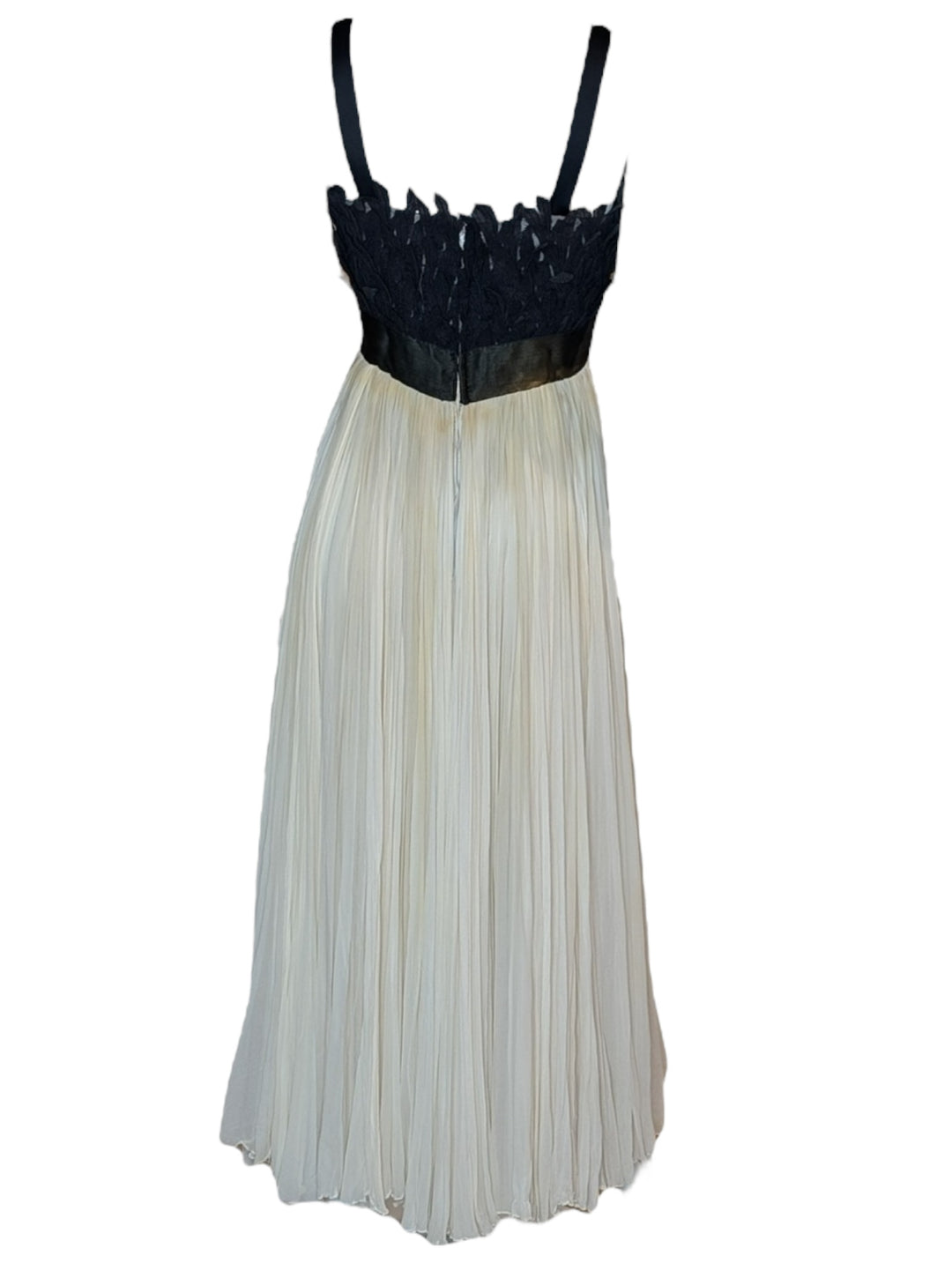 1960s Evelyn Byrnes Silk Chiffon Gown with Feather Appliqué Bust