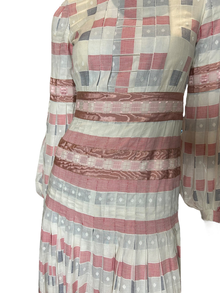 1940s Cardinali Pleated Jumpsuit with Pink Dupioni Ribbon