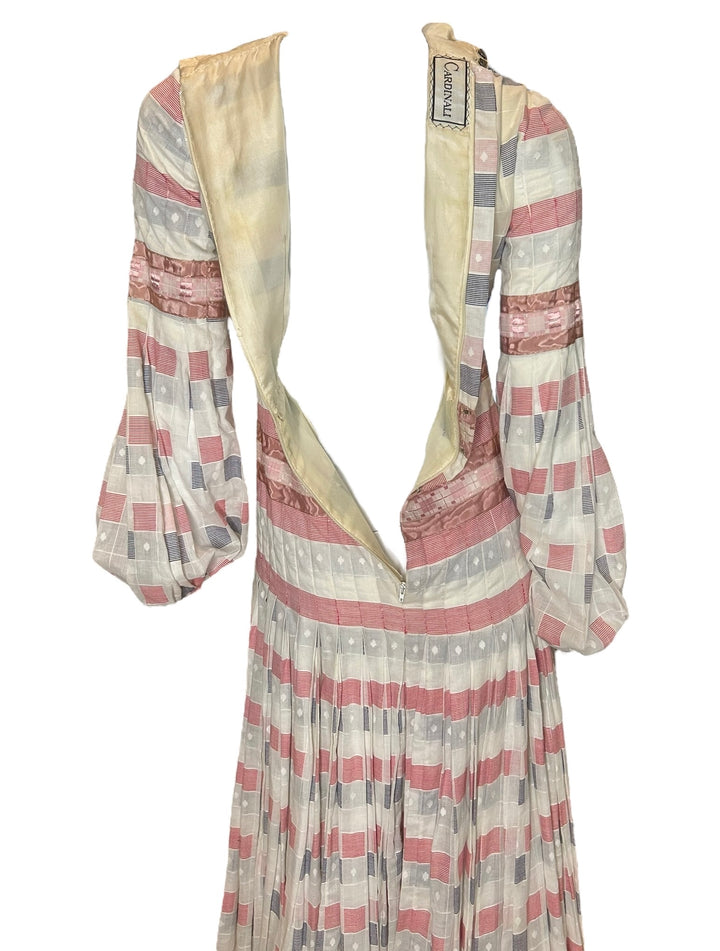1940s Cardinali Pleated Jumpsuit with Pink Dupioni Ribbon