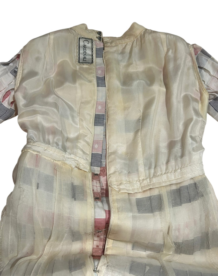 1940s Cardinali Pleated Jumpsuit with Pink Dupioni Ribbon