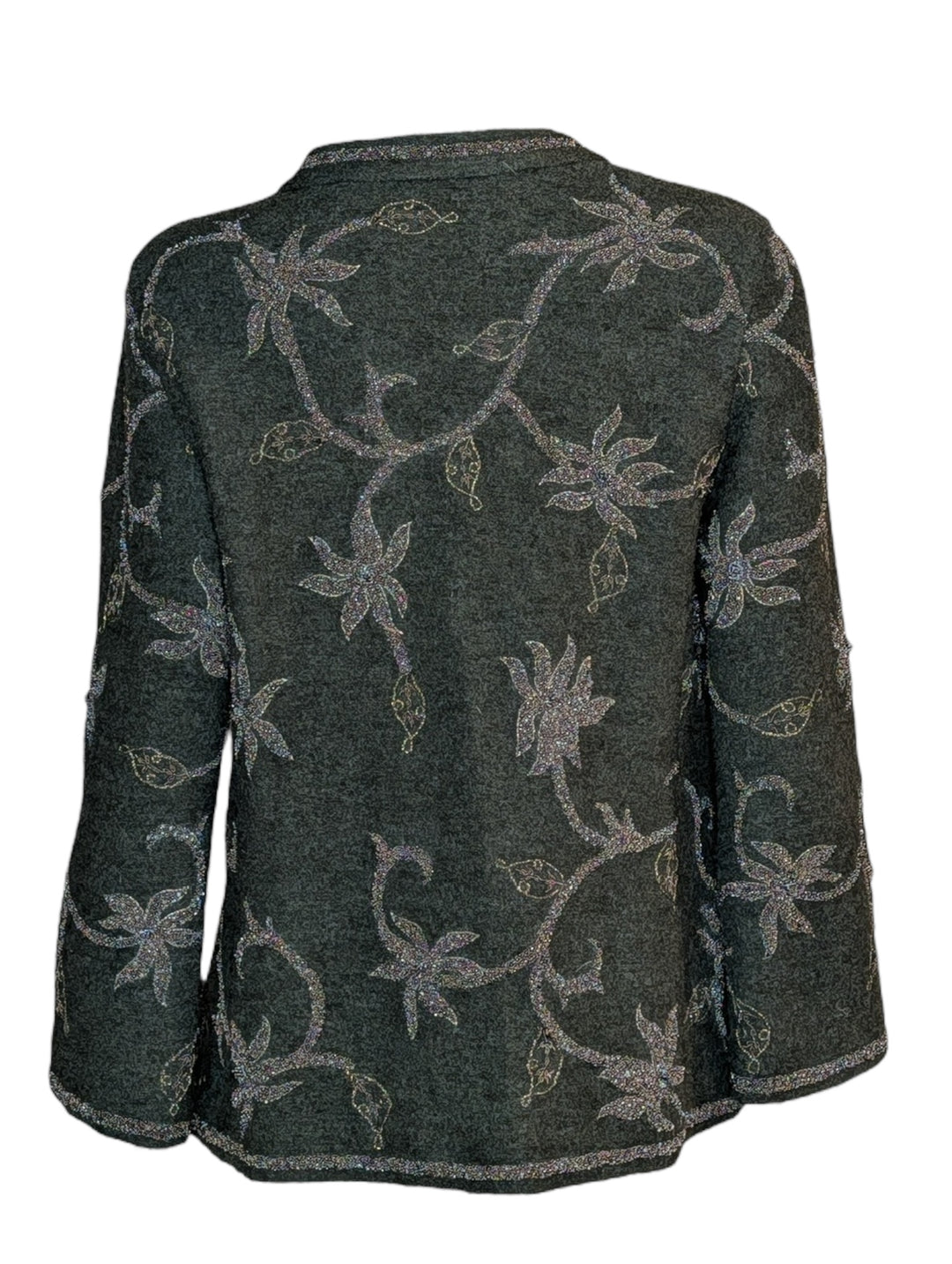 2000 Oscar de la Renta Forest Green Wool Sweater with Couture Beading