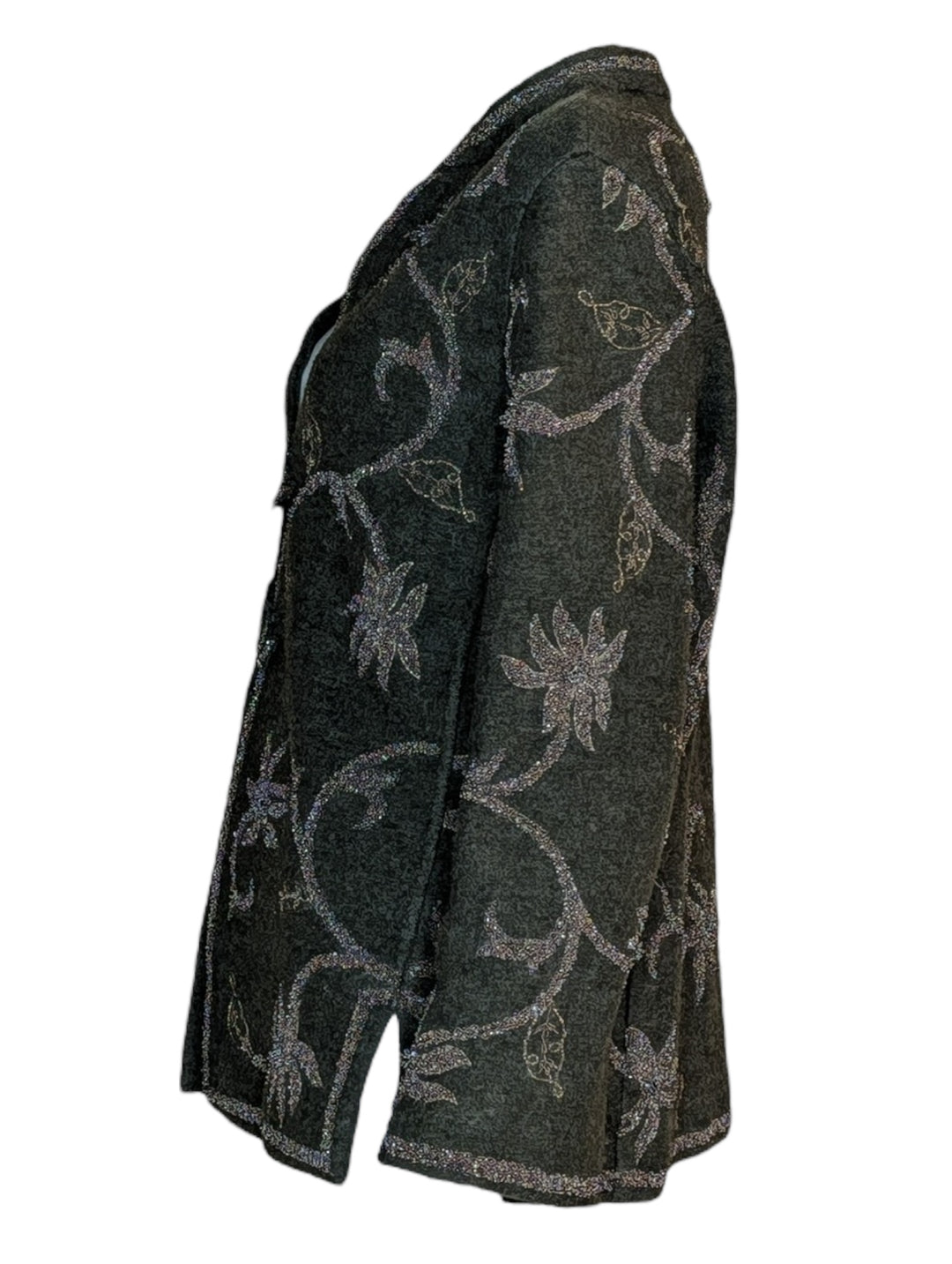 2000 Oscar de la Renta Forest Green Wool Sweater with Couture Beading