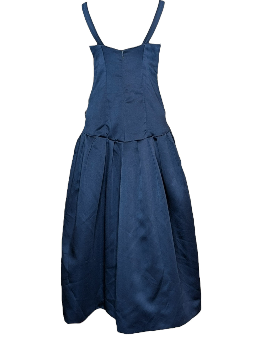1960s Navy Rayon Drop-Waist Gown with Pockets