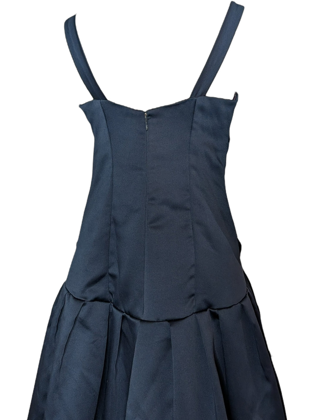 1960s Navy Rayon Drop-Waist Gown with Pockets