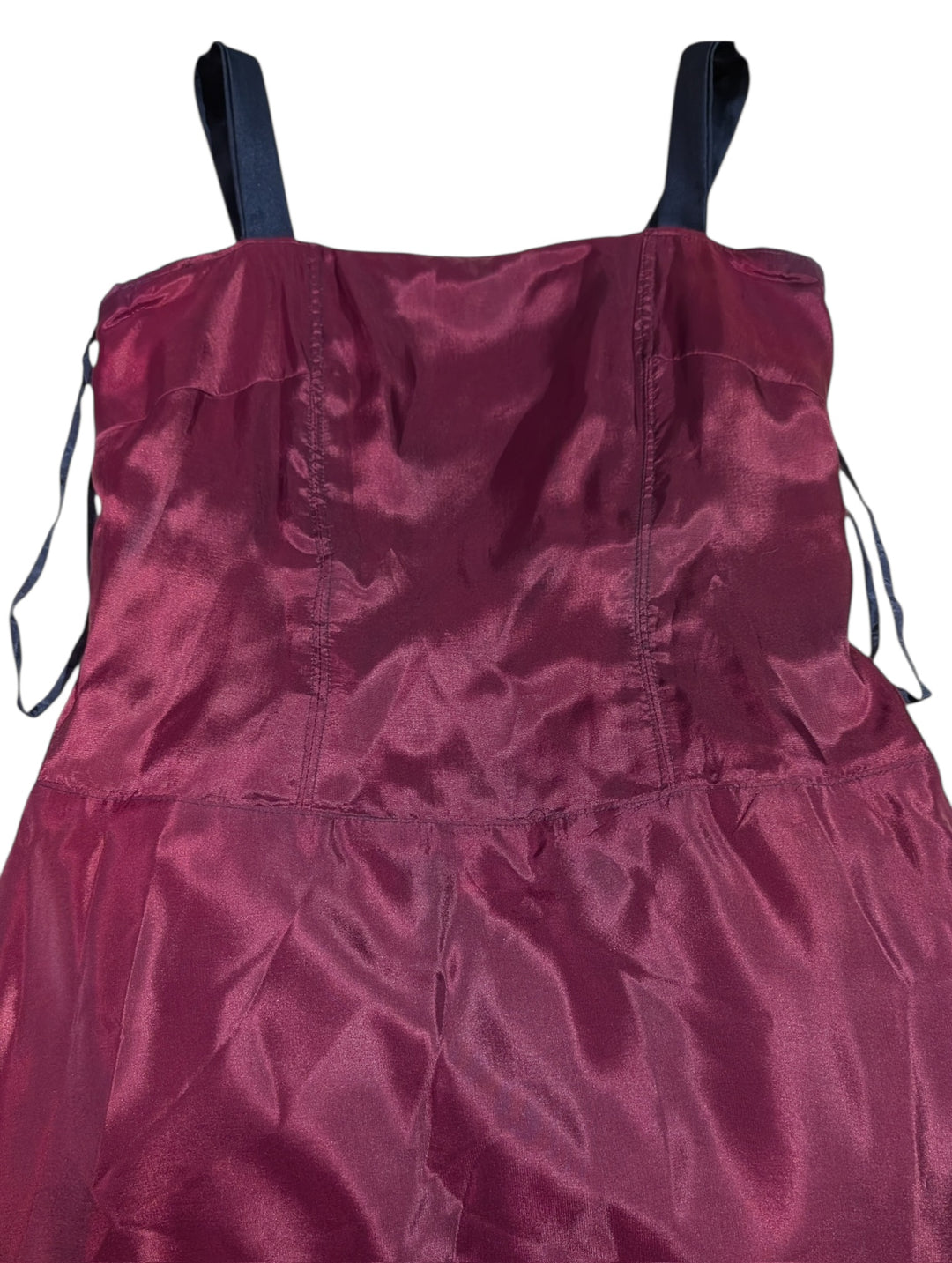 1960s Navy Rayon Drop-Waist Gown with Pockets