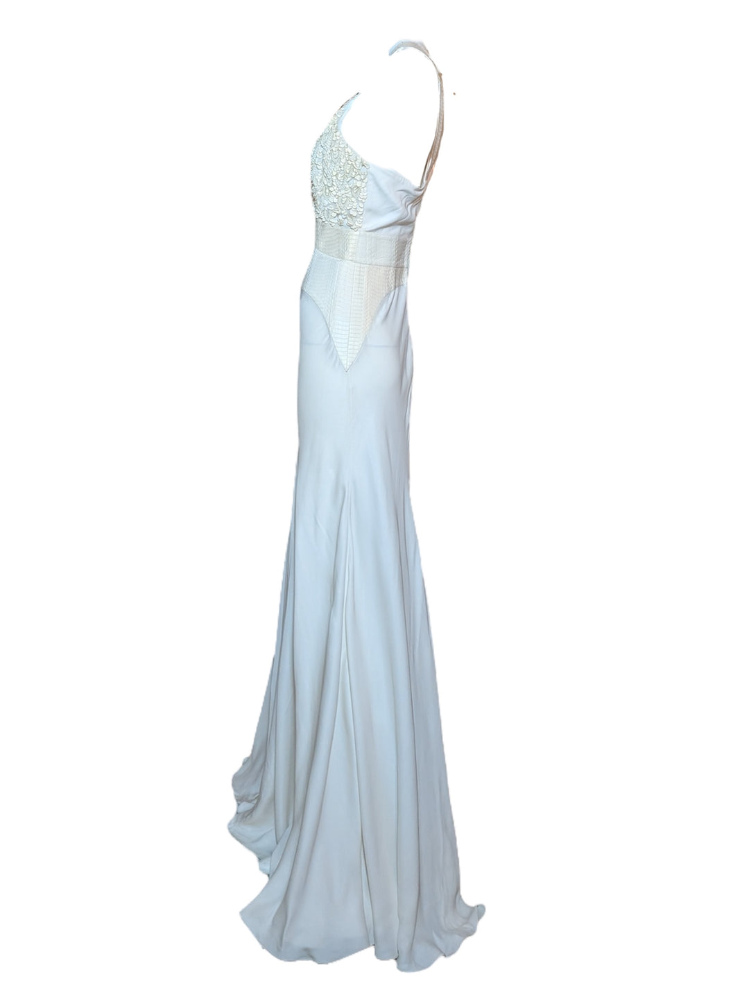 Roberto Cavalli 2010s Beaded Wedding Gown with Snake Leather Panels