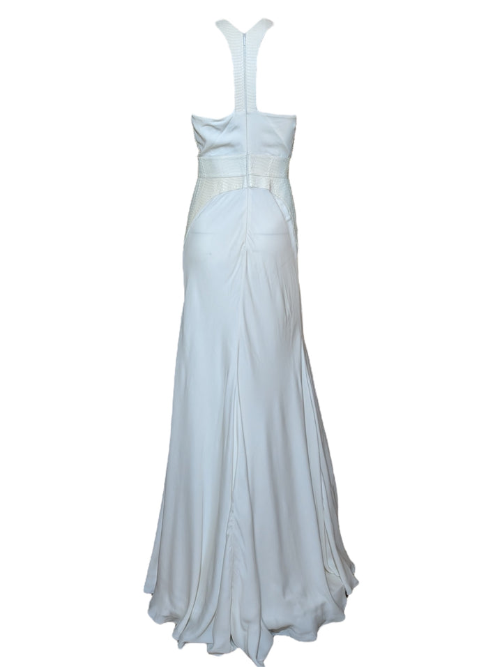 Roberto Cavalli 2010s Beaded Wedding Gown with Snake Leather Panels