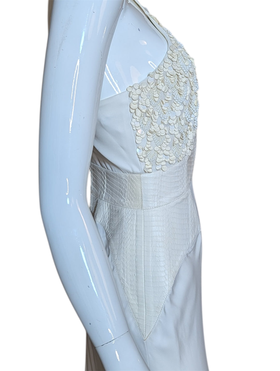 Roberto Cavalli 2010s Beaded Wedding Gown with Snake Leather Panels