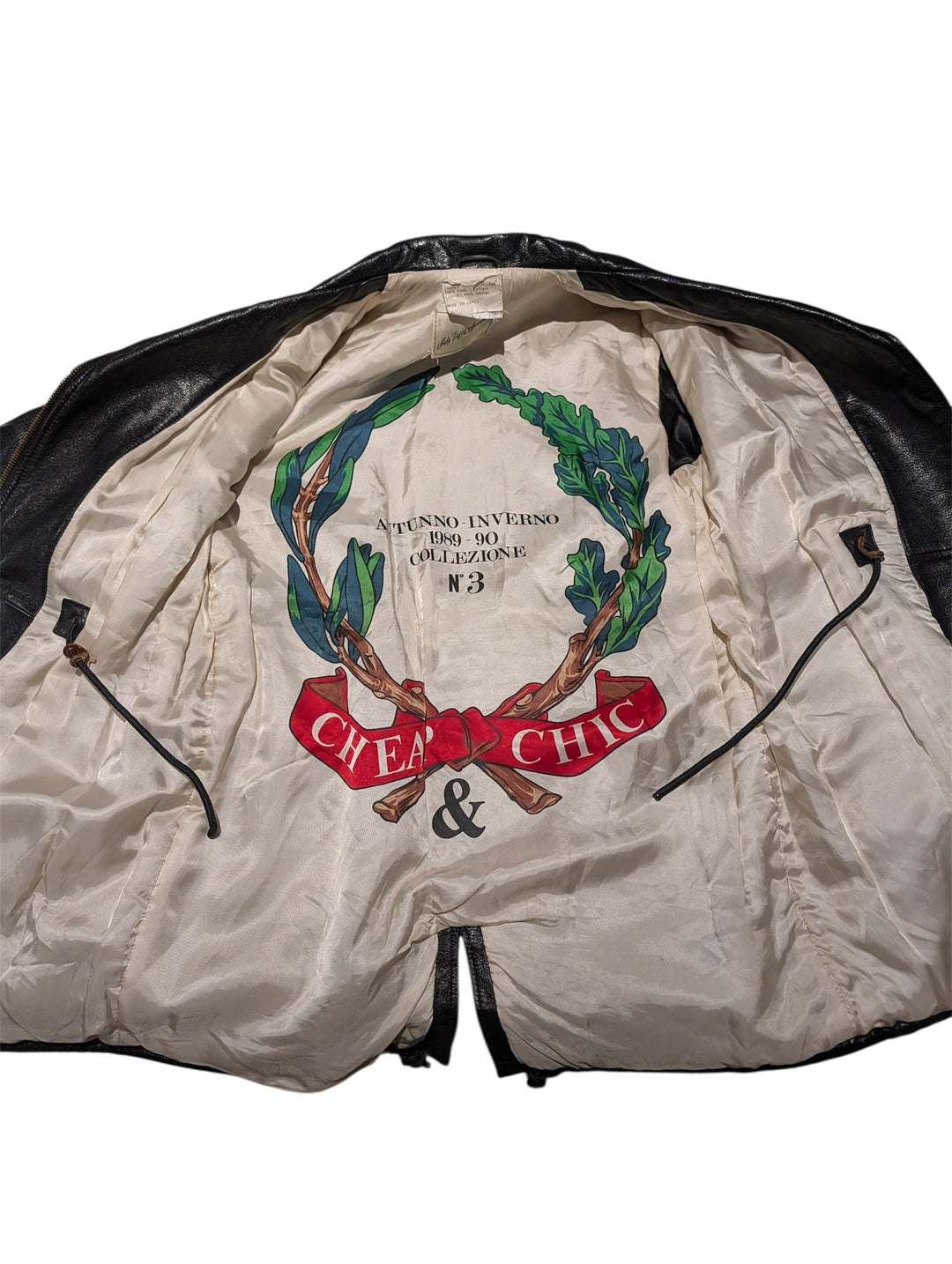 Moschino Cheap & Chic illustrated silk lining from Fall Winter 1989 collection